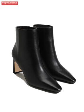 Women's Ankle Boots Chunky Low Heel Square Toe Heeled Booties Side Zipper